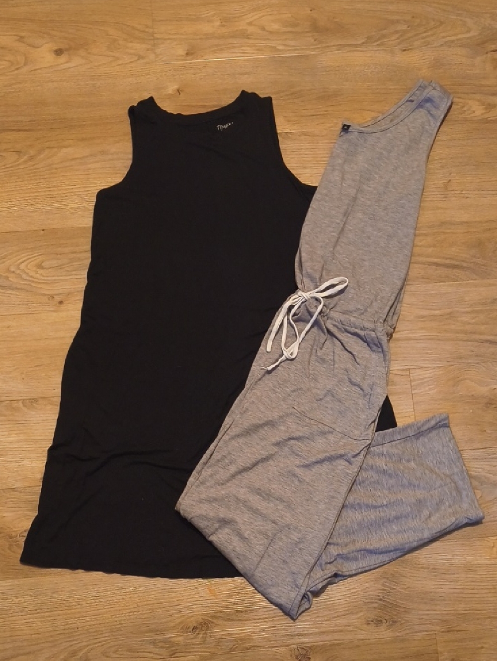 Black Tank Dress + Gray Drawstring Jumpsuit